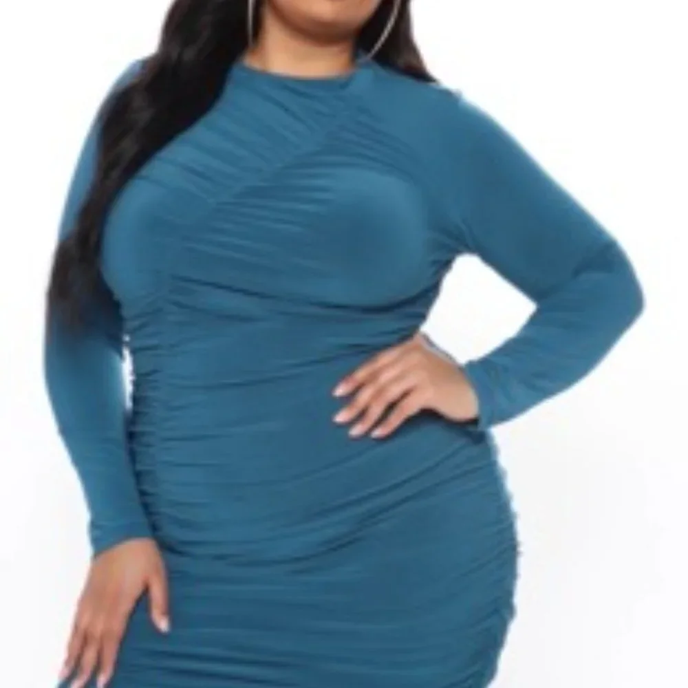 NWT-Women's Plus SZ- Teya Ruched Midi Dress - Teal